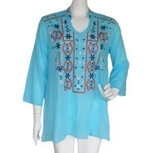 new FRESH PRODUCE Fiesta Tunic, XS/S, Aqua LS